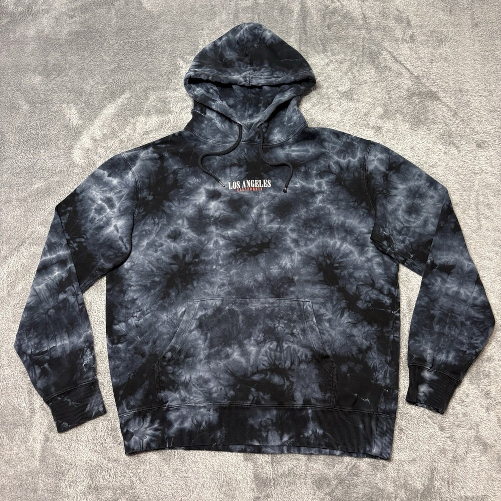 Divided H&M Hoodie Mens M Black Tie Dye Los‎ Angeles Pullover Streetwear